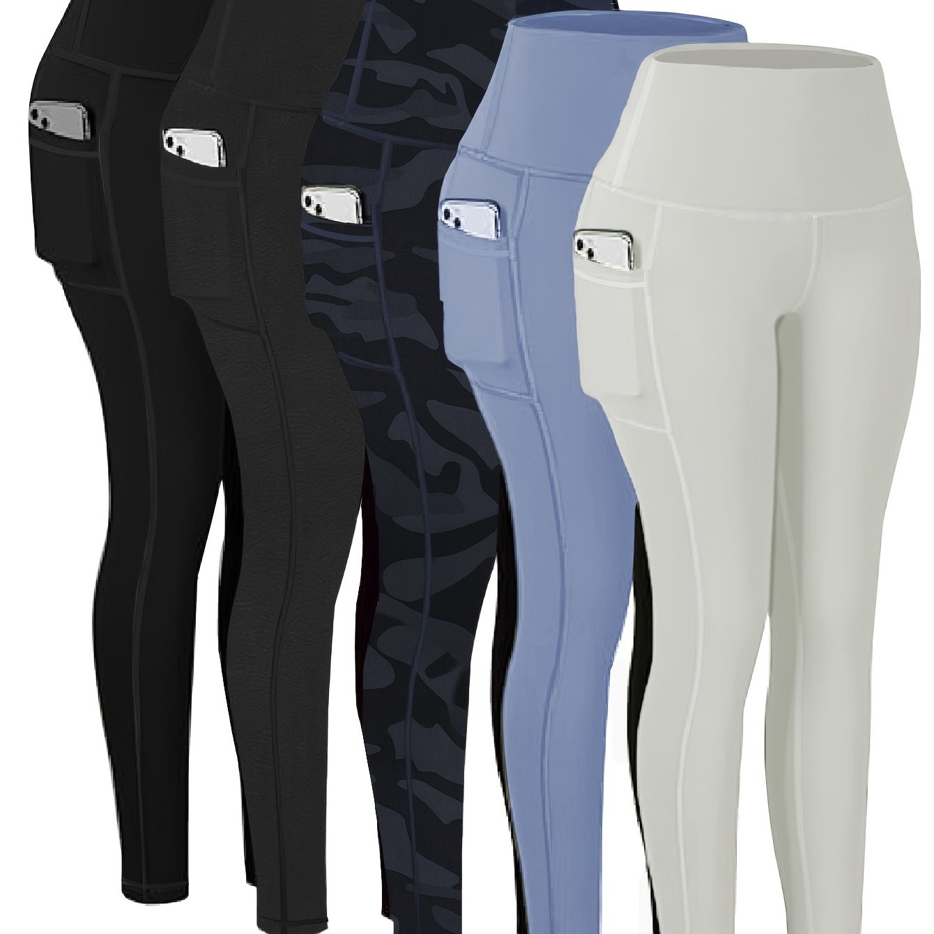 Targeted Five-piece Set of Sports Yoga Pants for Women, High-waisted, Tight, Quick-drying, Compression Pants, High Elasticity, Running, Outerwear, Long Trousers, Leggings