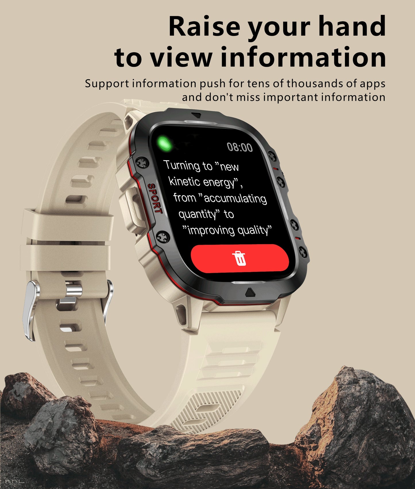 New Rugged Smart Watch Men Wireless Call IP68 Sport Fitness AI Voice Outdoor Smartwatch For Mobile Phones