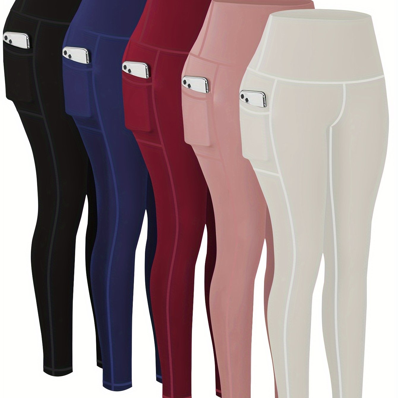Targeted Five-piece Set of Sports Yoga Pants for Women, High-waisted, Tight, Quick-drying, Compression Pants, High Elasticity, Running, Outerwear, Long Trousers, Leggings