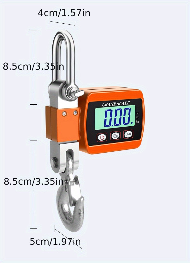 Heavy-Duty 500Kg Portable Crane Scale: Precise, Easy-Read LCD, Battery-Powered, in Blue/Orange/White