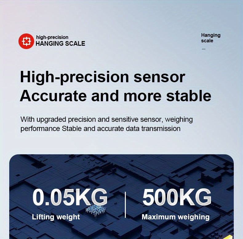 Heavy-Duty 500Kg Portable Crane Scale: Precise, Easy-Read LCD, Battery-Powered, in Blue/Orange/White