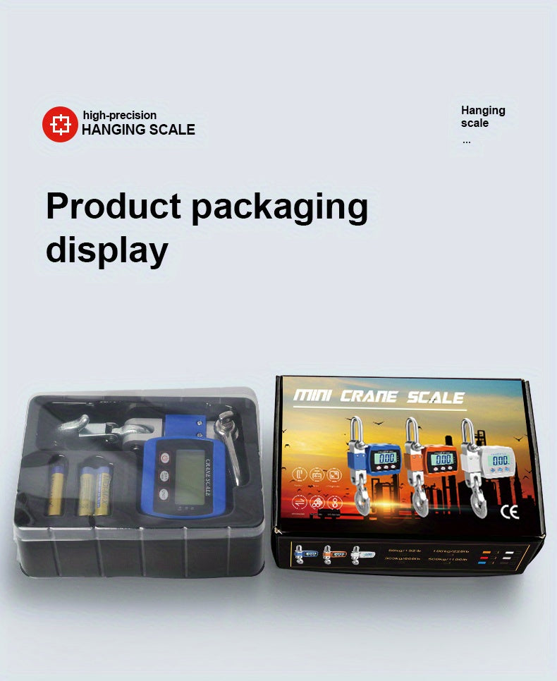 Heavy-Duty 500Kg Portable Crane Scale: Precise, Easy-Read LCD, Battery-Powered, in Blue/Orange/White
