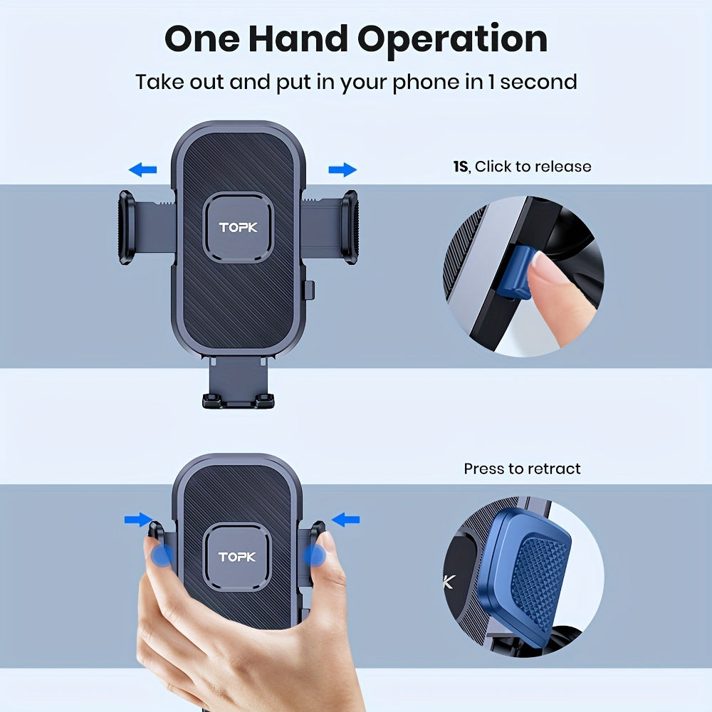 D38-C Car Phone Holder Mount by TOPK, Enhanced Adjustable Cell Phone Holder for Car Dashboard, Works with All Phones in Both Horizontal And Vertical Positions