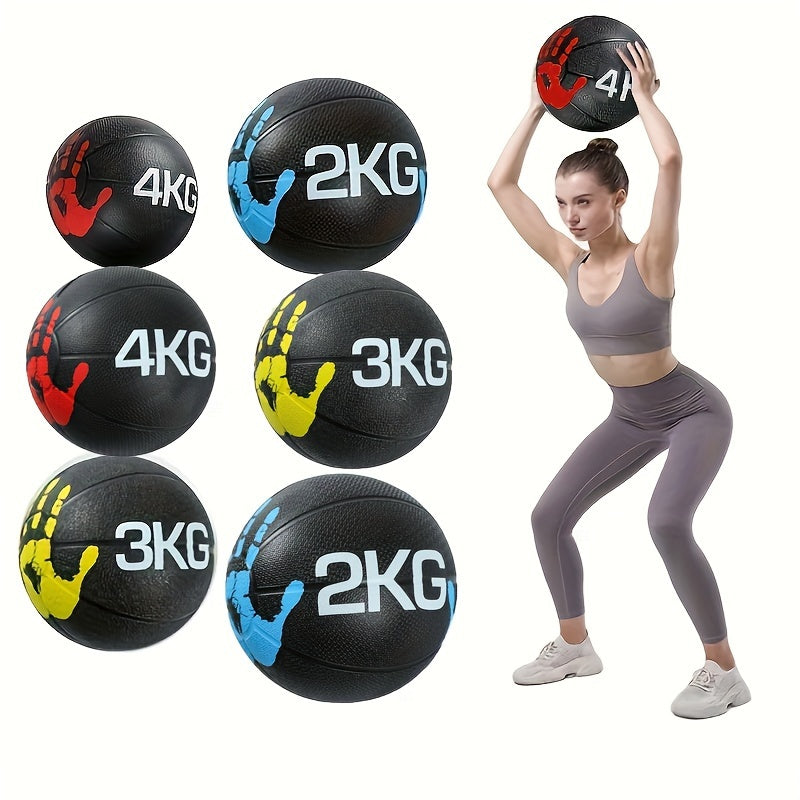 Durable Rubber Weighted Fitness Ball for Core Strength & Balance - Versatile, Ideal for Rehab & Training - Available in Red/Blue/Yellow