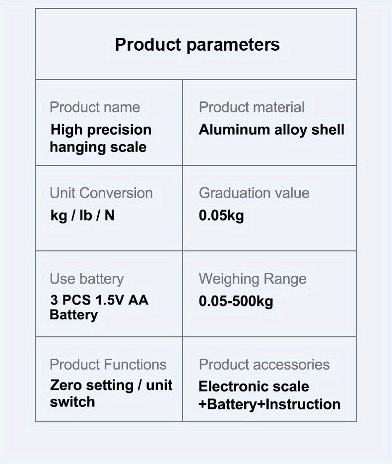 Heavy-Duty 500Kg Portable Crane Scale: Precise, Easy-Read LCD, Battery-Powered, in Blue/Orange/White