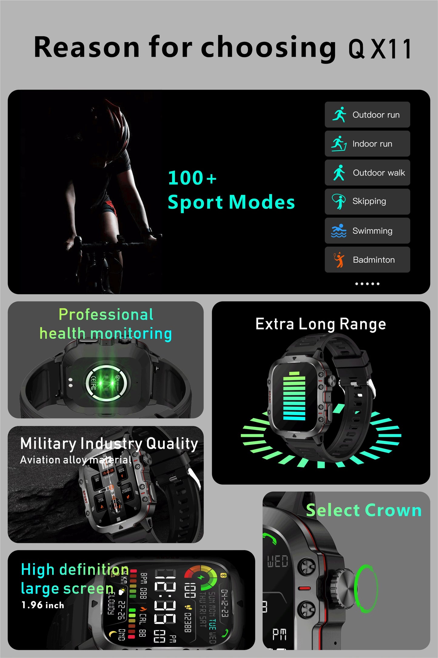 New Rugged Smart Watch Men Wireless Call IP68 Sport Fitness AI Voice Outdoor Smartwatch For Mobile Phones