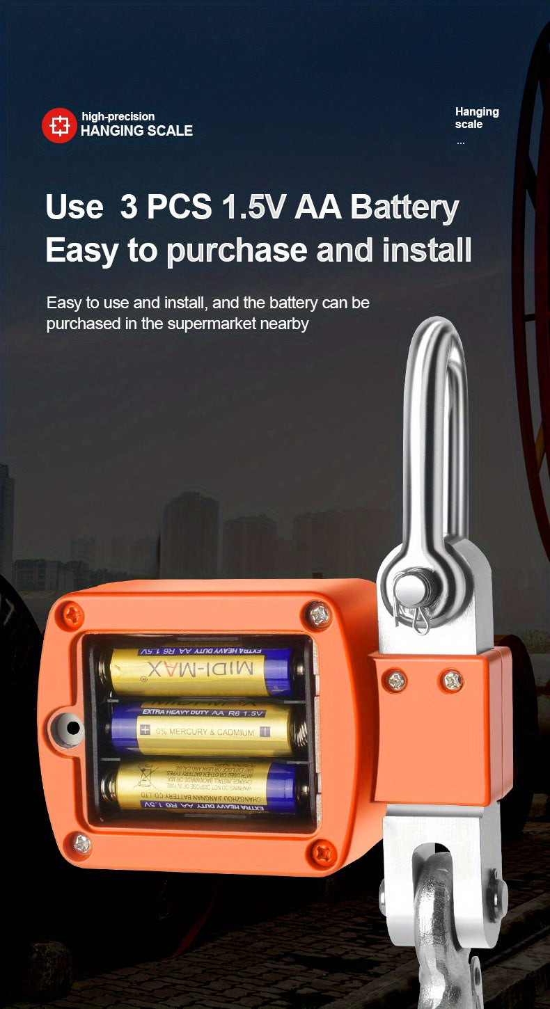 Heavy-Duty 500Kg Portable Crane Scale: Precise, Easy-Read LCD, Battery-Powered, in Blue/Orange/White