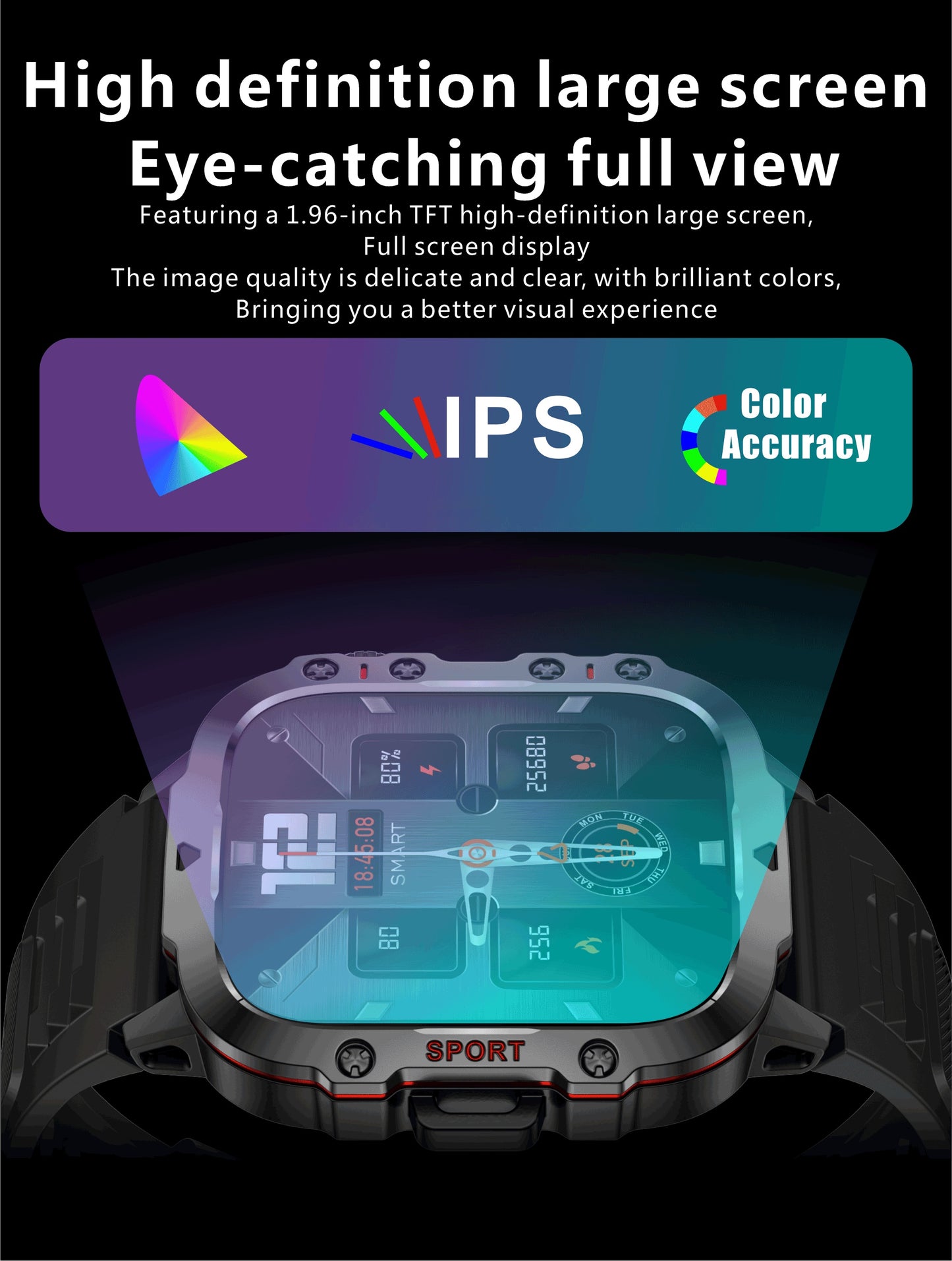 New Rugged Smart Watch Men Wireless Call IP68 Sport Fitness AI Voice Outdoor Smartwatch For Mobile Phones