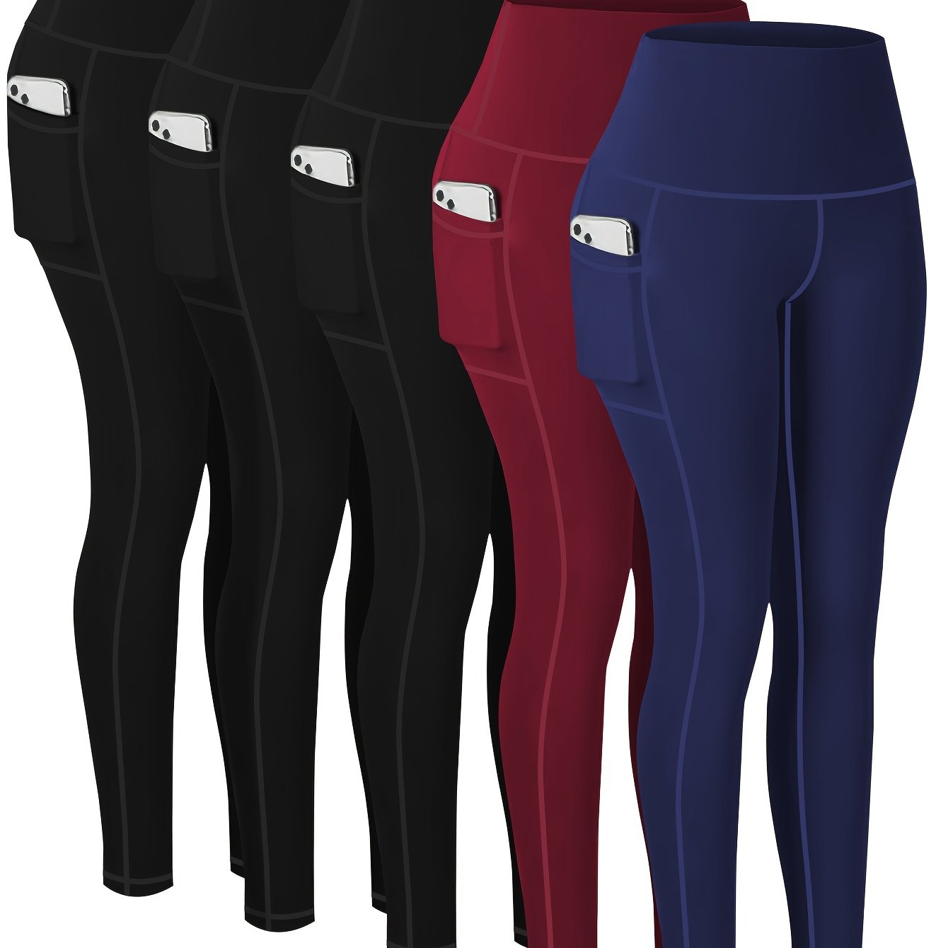 Targeted Five-piece Set of Sports Yoga Pants for Women, High-waisted, Tight, Quick-drying, Compression Pants, High Elasticity, Running, Outerwear, Long Trousers, Leggings