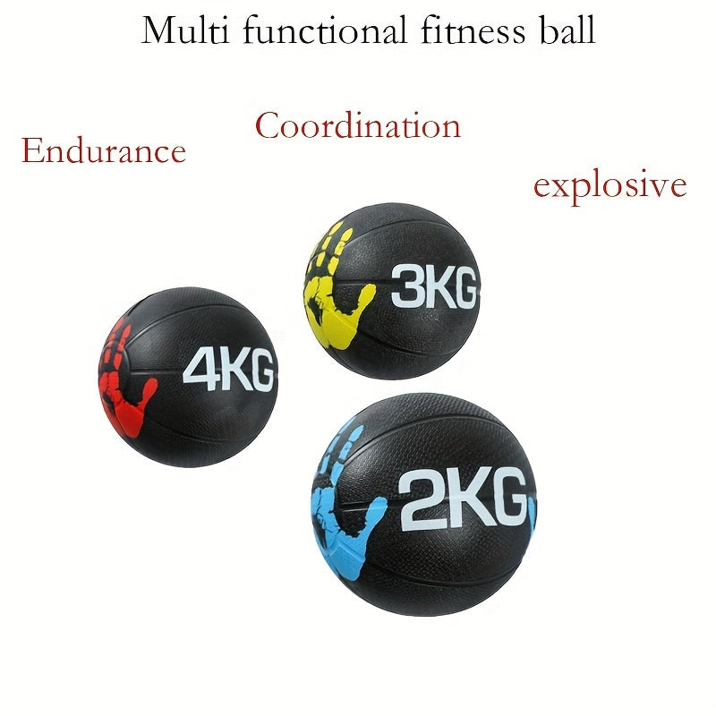 Durable Rubber Weighted Fitness Ball for Core Strength & Balance - Versatile, Ideal for Rehab & Training - Available in Red/Blue/Yellow
