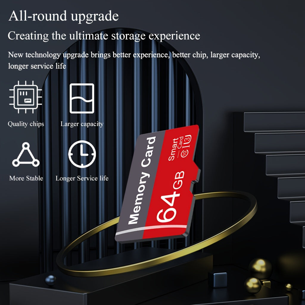 1pc Memory Card 64GB 32GB 16GB With Adapter, High Speed Flash TF Card 8GB 4GB 2GB 1GB, A1 C10 Memory TF Card For Tablet/Camera/Mobile Phone/Laptop/PC/Car Audio/Game Console/Audio -Store Your Files Securely!