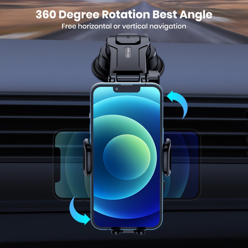 D38-C Car Phone Holder Mount by TOPK, Enhanced Adjustable Cell Phone Holder for Car Dashboard, Works with All Phones in Both Horizontal And Vertical Positions