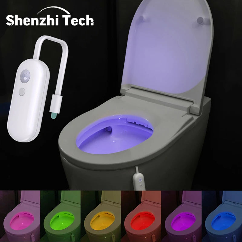 Smart Motion Sensor Toilet Light, USB Rechargeable LED RGB Night Light for Bathroom
