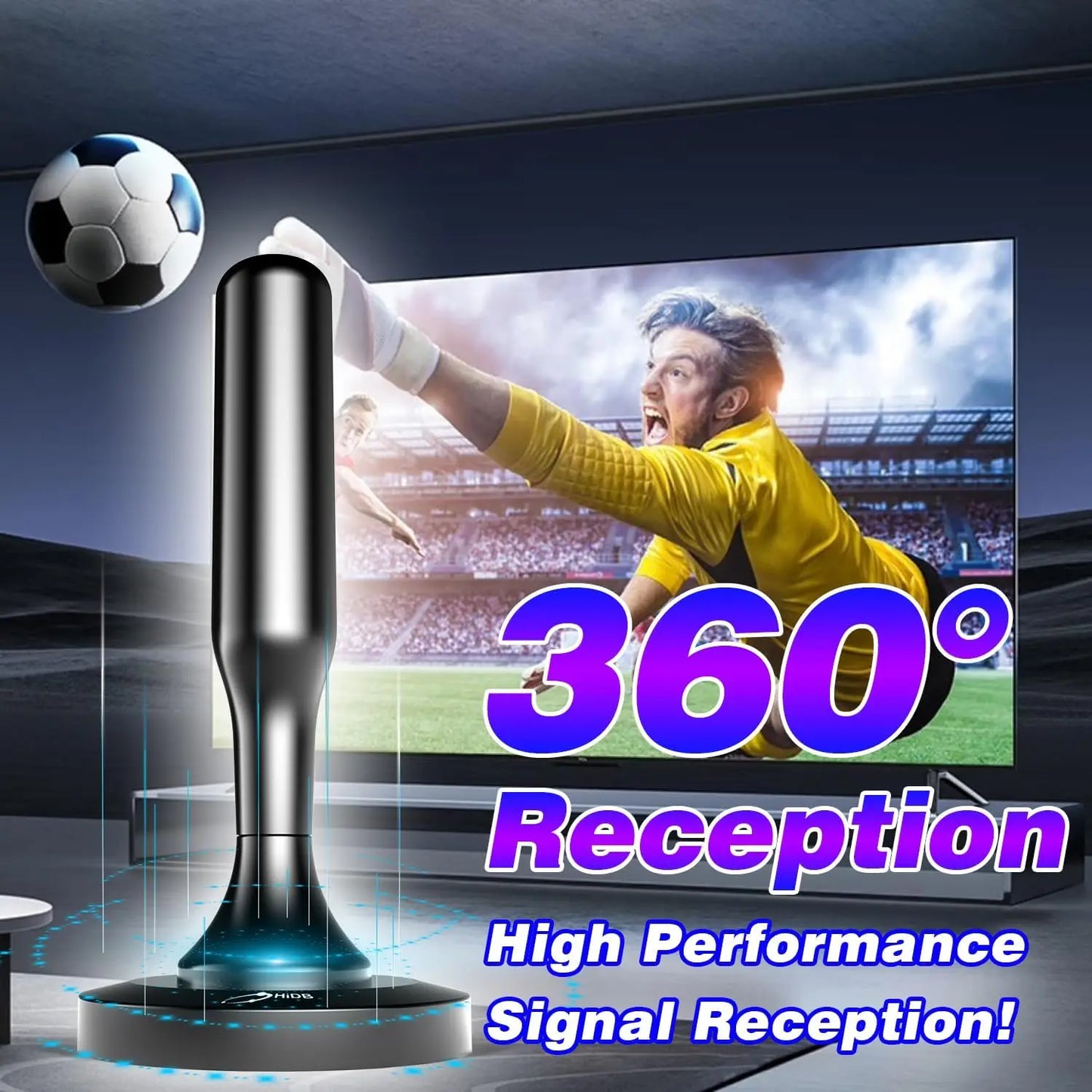 Smart TV Antenna, Digital Indoor HD Antennas with Strong Magnetic Base, Long Range Reception for Local Channels 4K 1080P