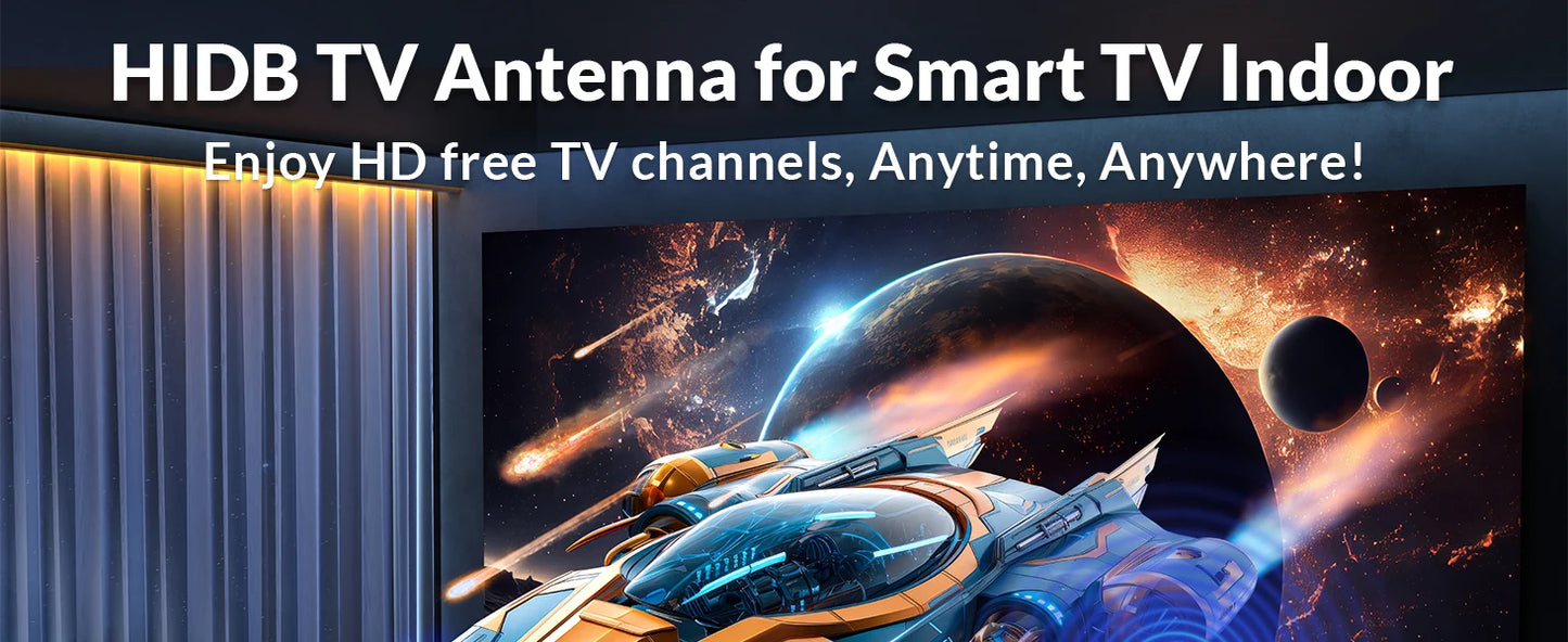Smart TV Antenna, Digital Indoor HD Antennas with Strong Magnetic Base, Long Range Reception for Local Channels 4K 1080P