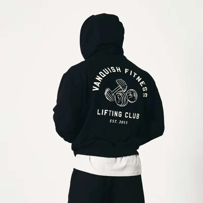 Fitness Training Printed Men's and Women's Cotton Hoodies Without Drawstrings Loose Warm Sweaters Long Sleeves Fleece Pullover