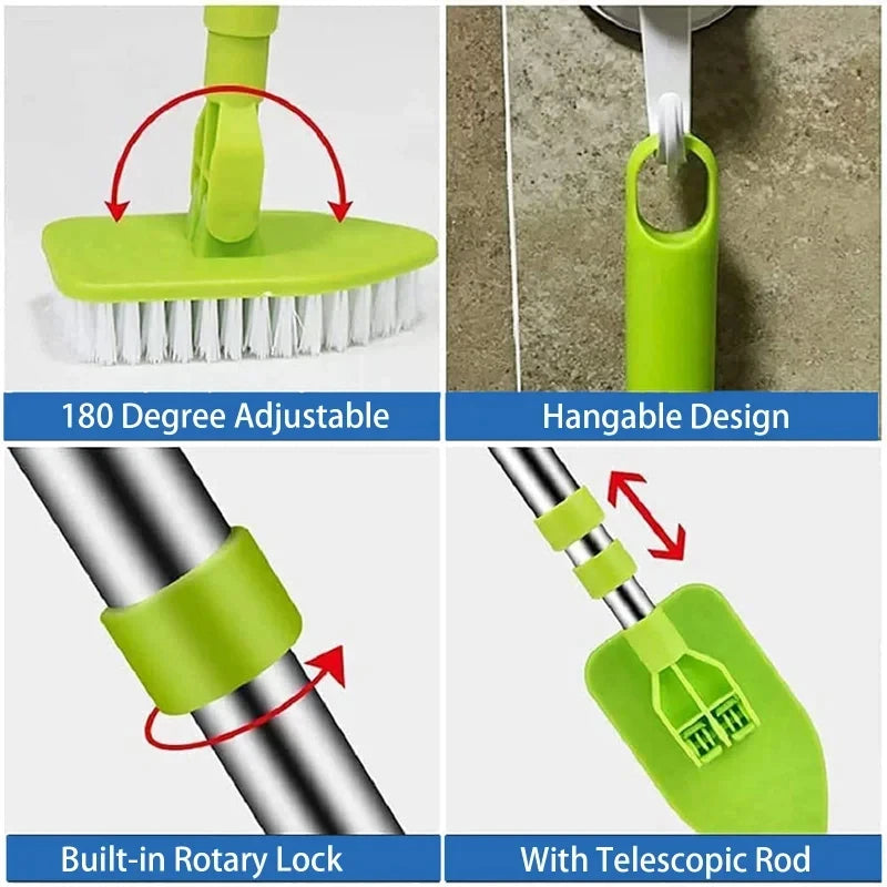Household Floor Brush Multifunctional Floor Brush Retractable Triangular Brush Convenient Cleaning Brush Family Bathroom Brush