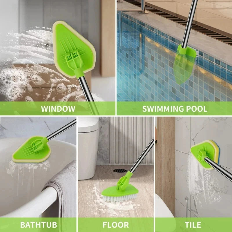 Household Floor Brush Multifunctional Floor Brush Retractable Triangular Brush Convenient Cleaning Brush Family Bathroom Brush