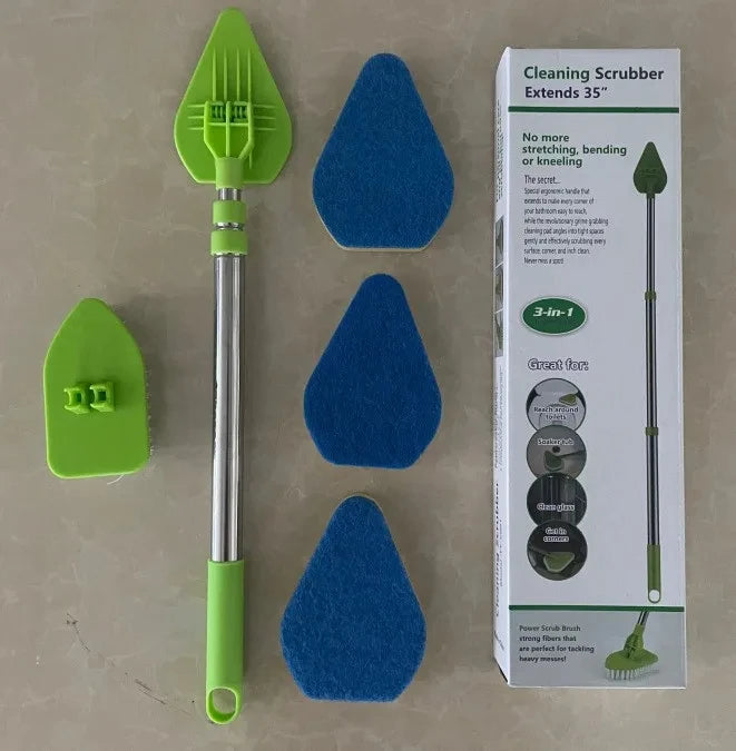 Household Floor Brush Multifunctional Floor Brush Retractable Triangular Brush Convenient Cleaning Brush Family Bathroom Brush
