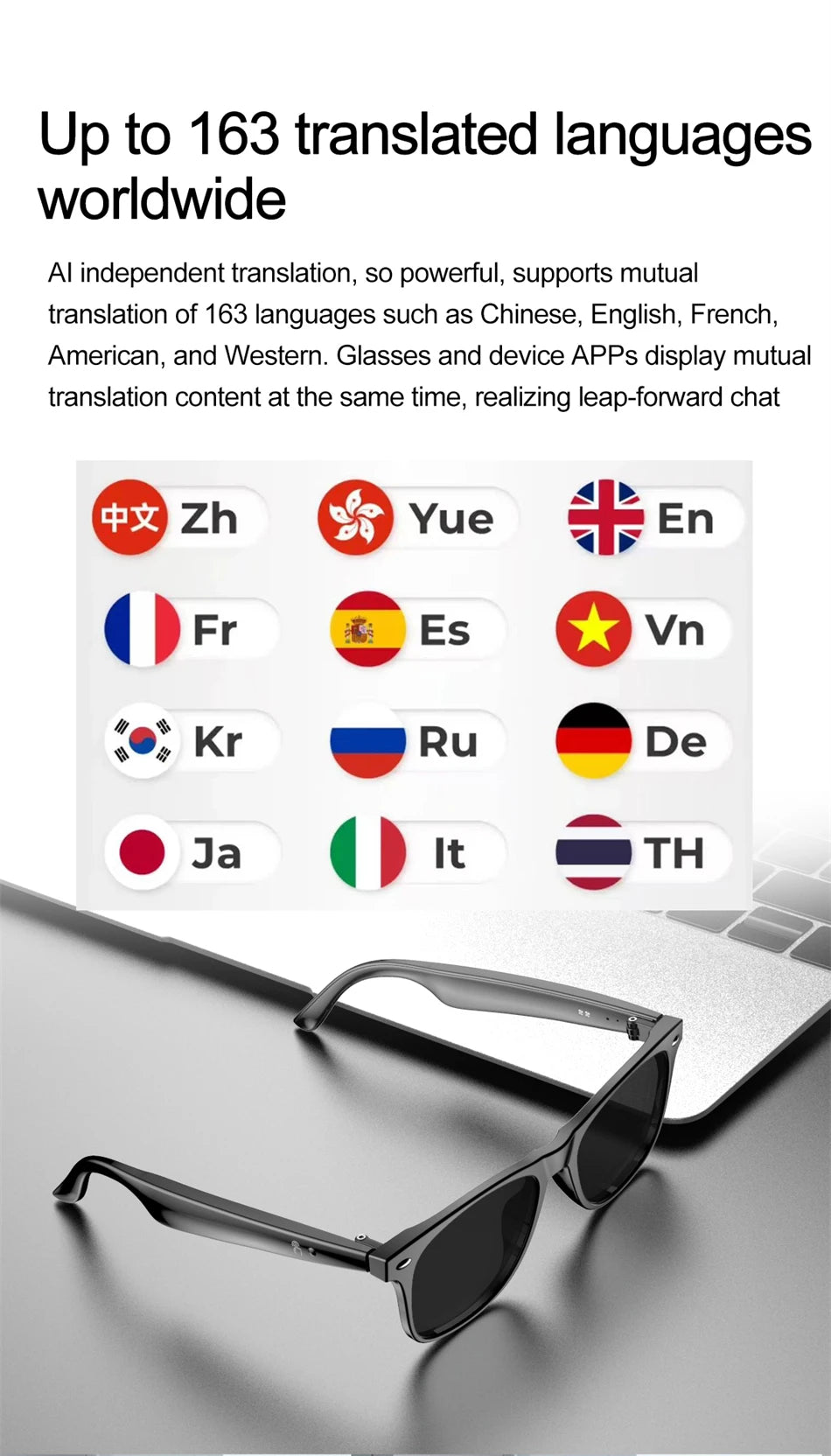 high-tech AI smart glasses can be equipped with various lenses such as sunglasses, blue light, myopia, Men women smart glasses