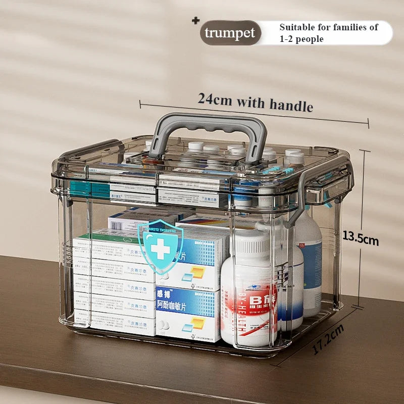Household Medicine Box Large Plastics Simple Medical Kit Medical Care Drugs Storage Boxes Transparent Multi Layer Storage Box