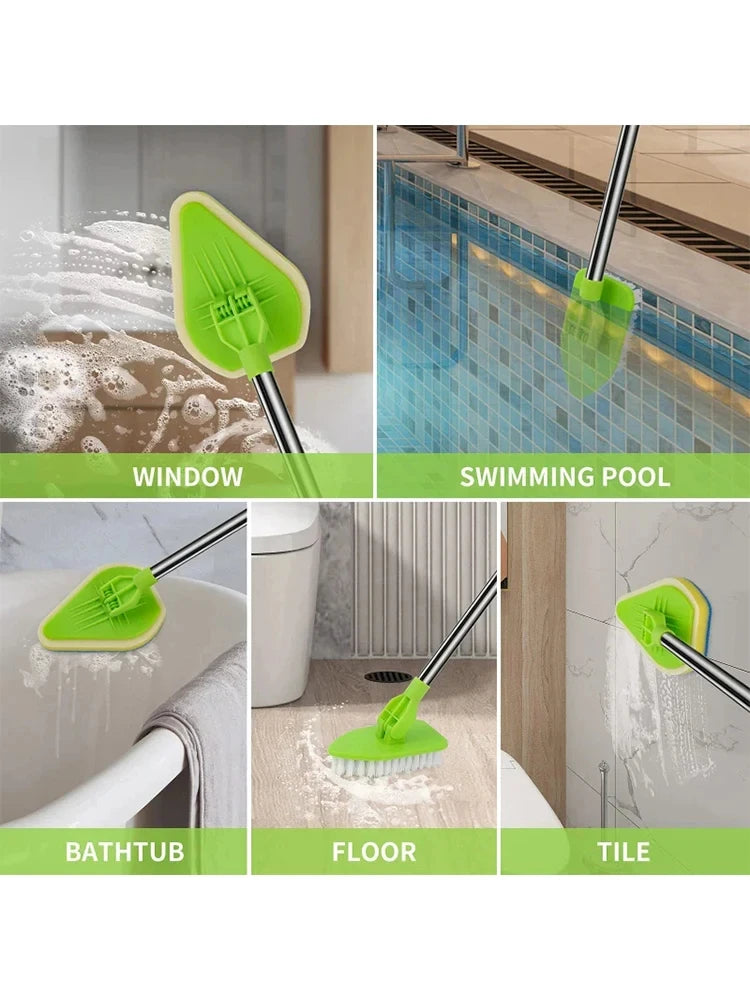 Household Floor Brush Multifunctional Floor Brush Retractable Triangular Brush Convenient Cleaning Brush Family Bathroom Brush