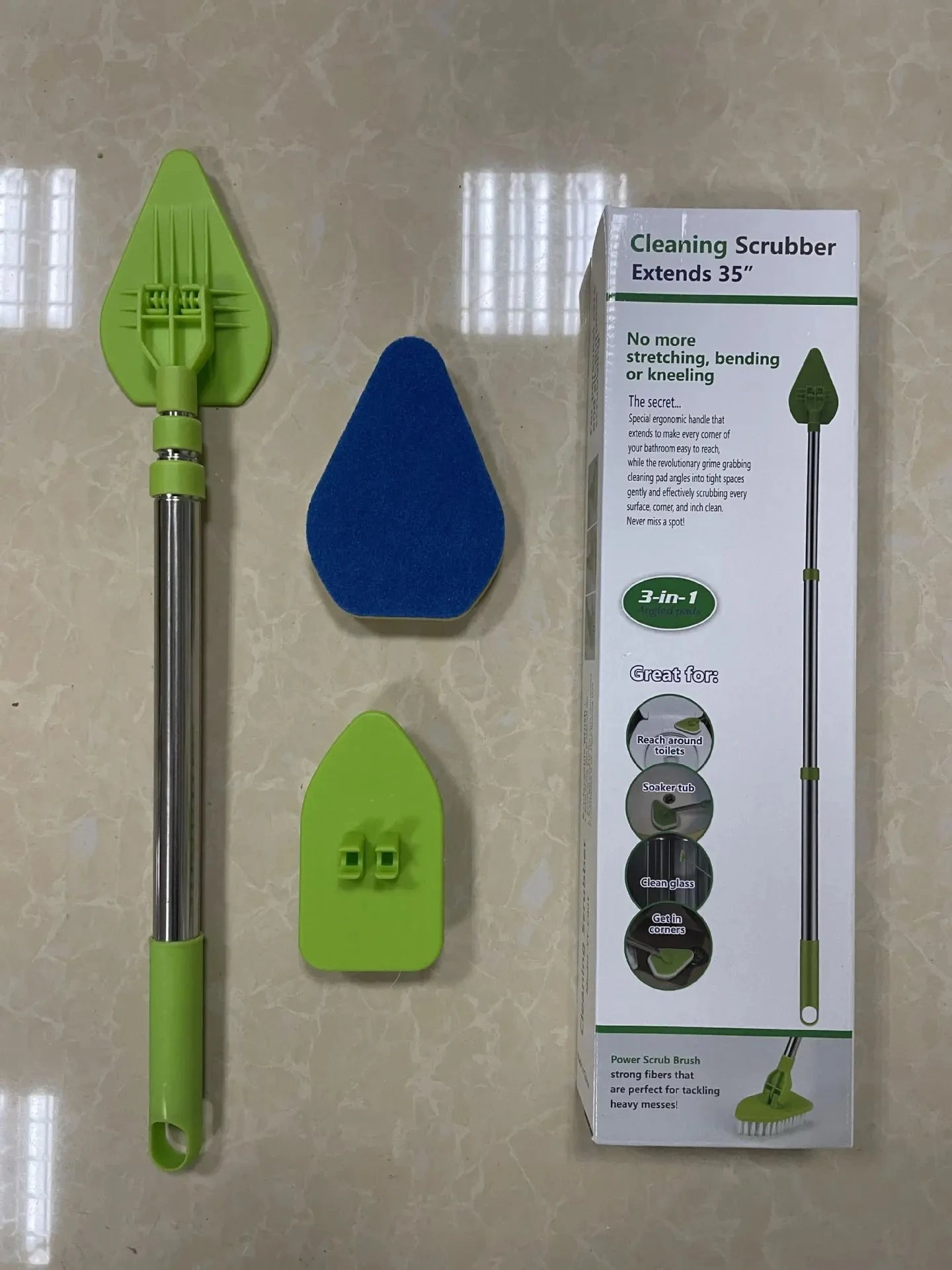 Household Floor Brush Multifunctional Floor Brush Retractable Triangular Brush Convenient Cleaning Brush Family Bathroom Brush