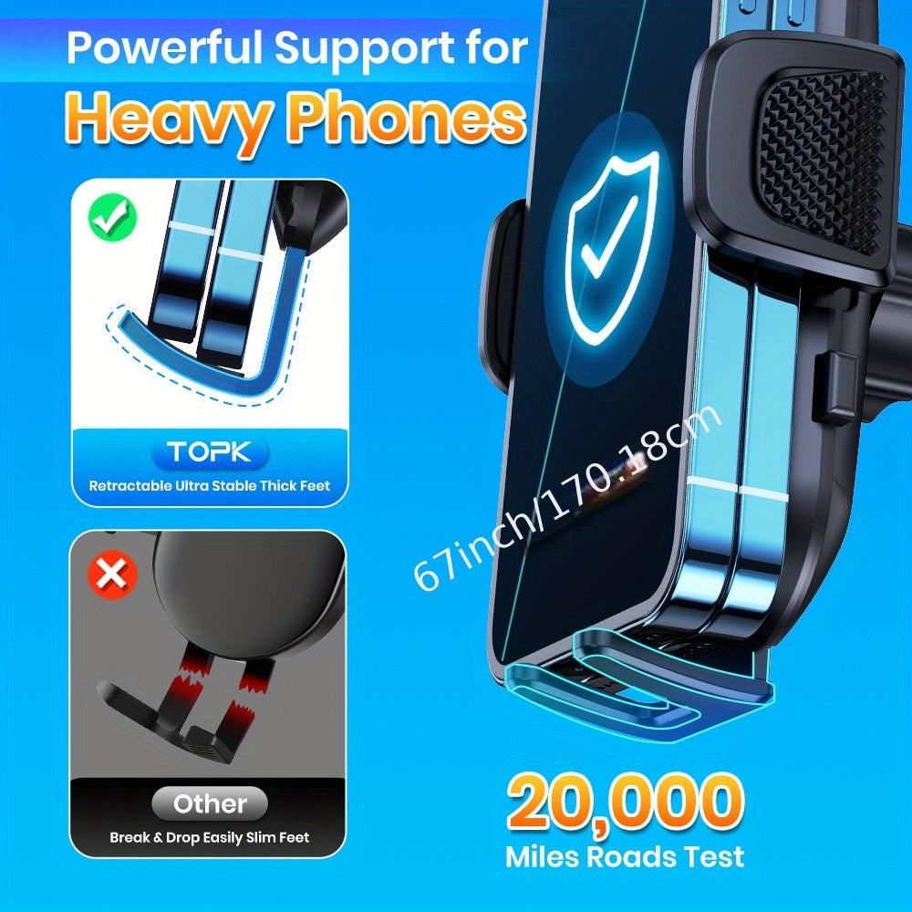 D38-C Car Phone Holder Mount by TOPK, Enhanced Adjustable Cell Phone Holder for Car Dashboard, Works with All Phones in Both Horizontal And Vertical Positions