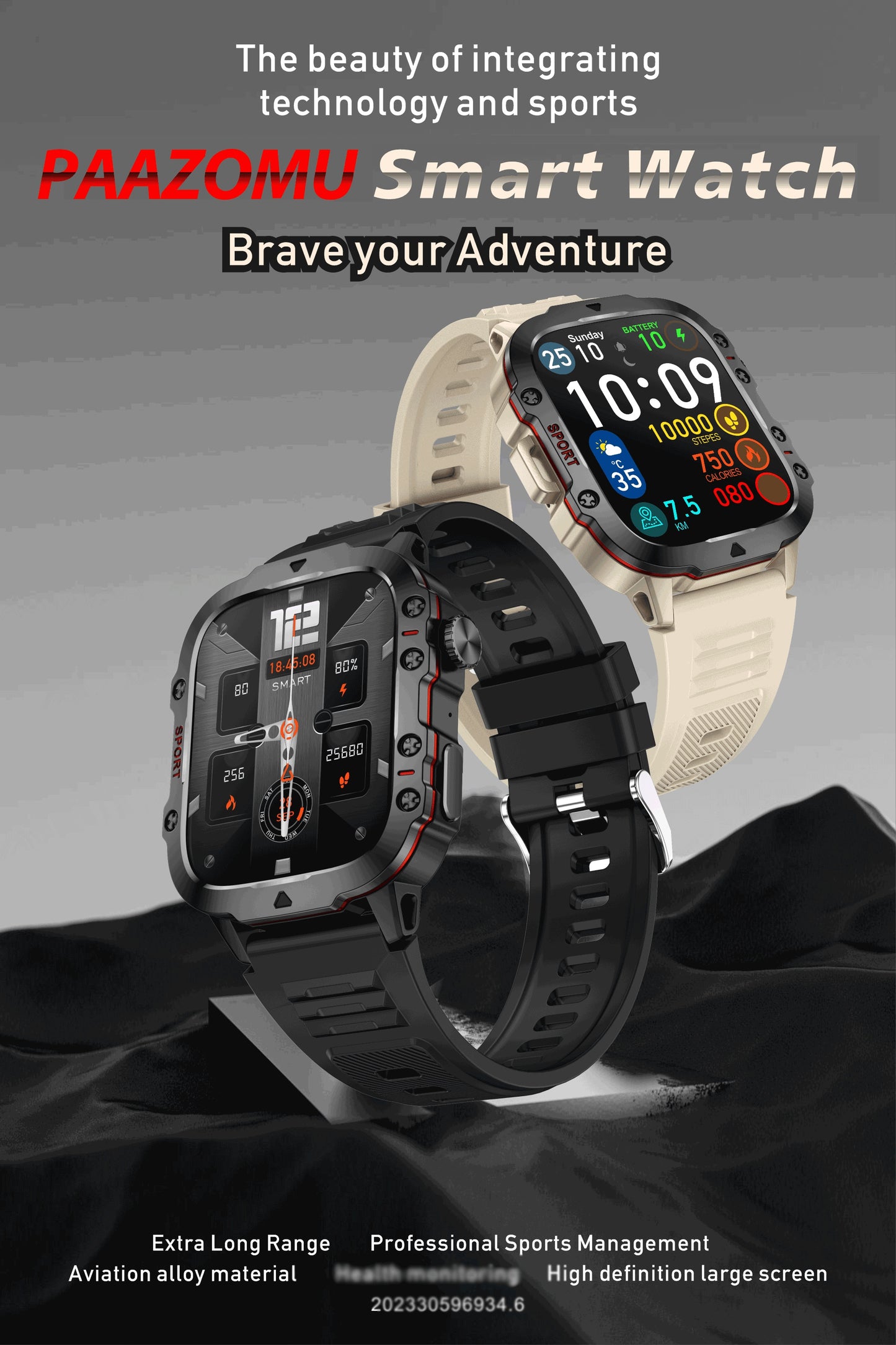 New Rugged Smart Watch Men Wireless Call IP68 Sport Fitness AI Voice Outdoor Smartwatch For Mobile Phones