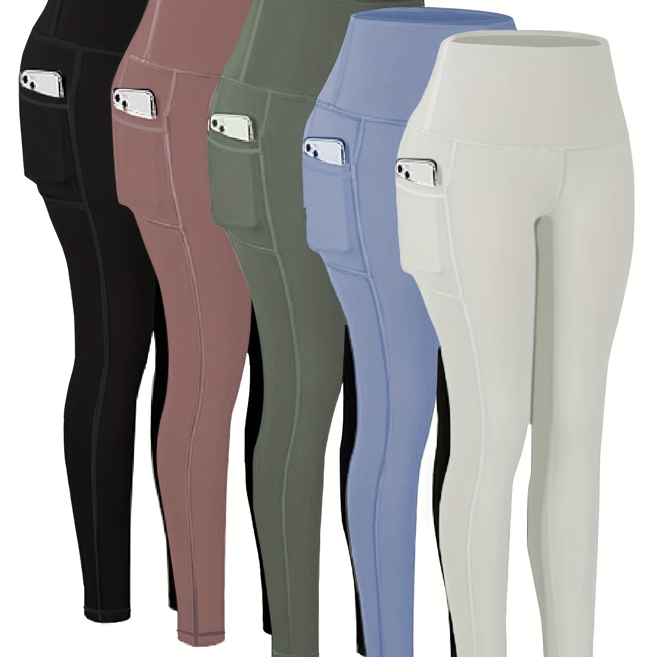 Targeted Five-piece Set of Sports Yoga Pants for Women, High-waisted, Tight, Quick-drying, Compression Pants, High Elasticity, Running, Outerwear, Long Trousers, Leggings