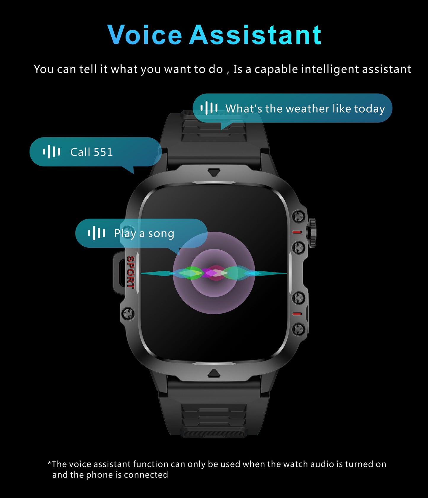 New Rugged Smart Watch Men Wireless Call IP68 Sport Fitness AI Voice Outdoor Smartwatch For Mobile Phones