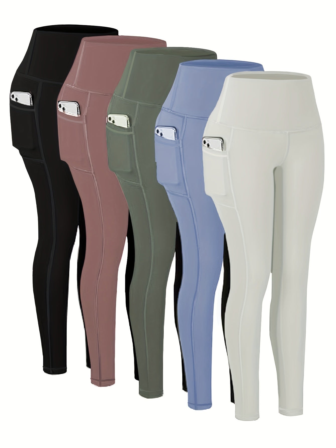 Targeted Five-piece Set of Sports Yoga Pants for Women, High-waisted, Tight, Quick-drying, Compression Pants, High Elasticity, Running, Outerwear, Long Trousers, Leggings