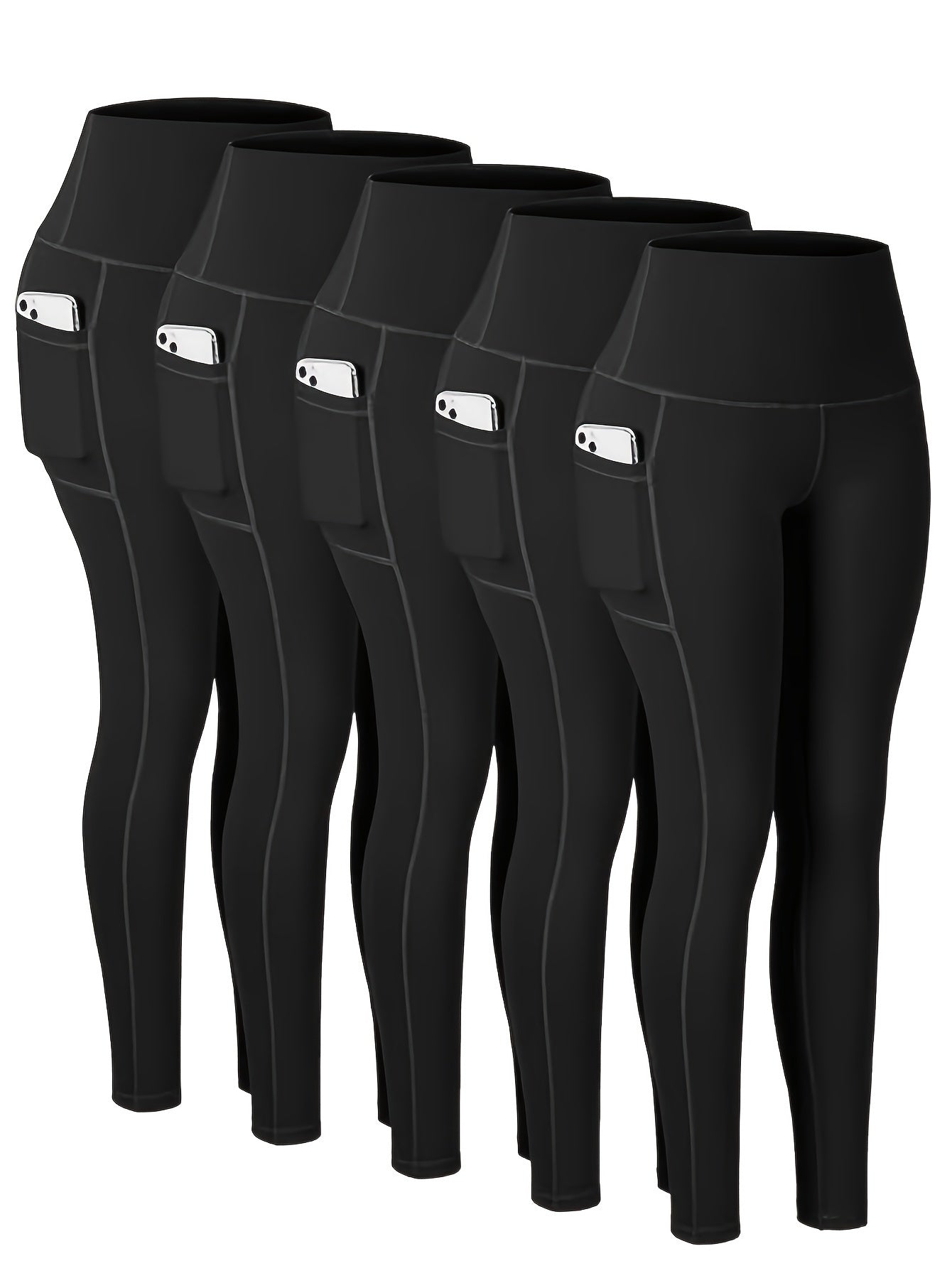 Targeted Five-piece Set of Sports Yoga Pants for Women, High-waisted, Tight, Quick-drying, Compression Pants, High Elasticity, Running, Outerwear, Long Trousers, Leggings