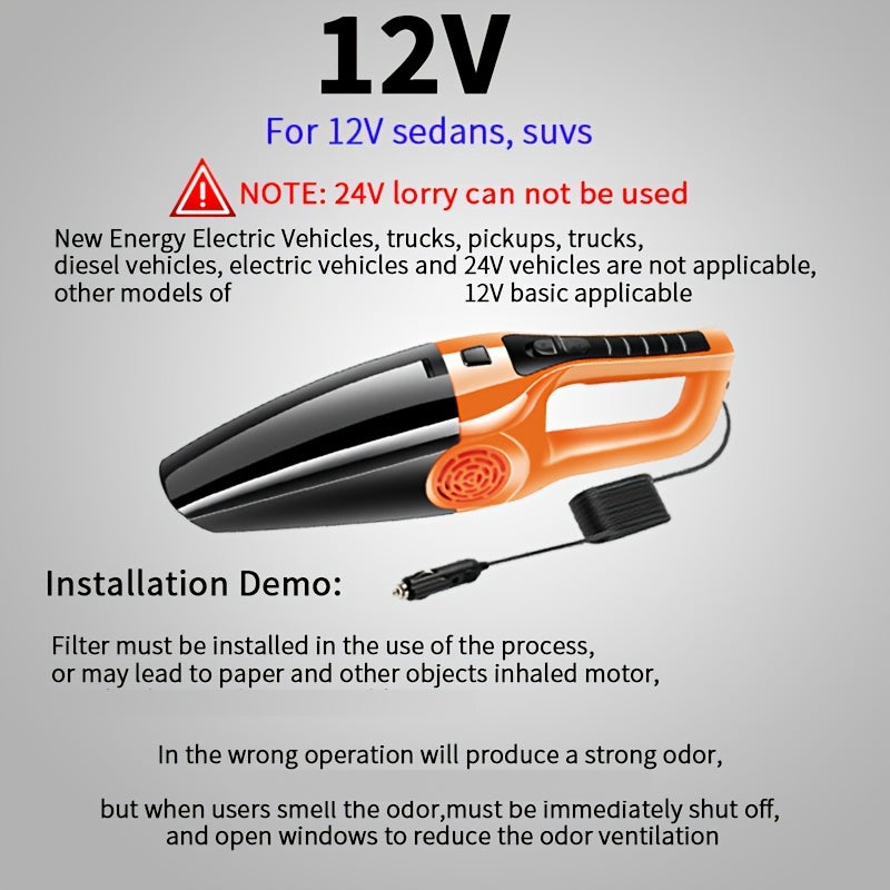 Car Vacuum Cleaner for Home Use, Large Suction Powerful Powerful Vacuum Cleaner for Car, Small Car Interior Vacuum Cleaner, Dry and Wet Dual-Use, Without Battery