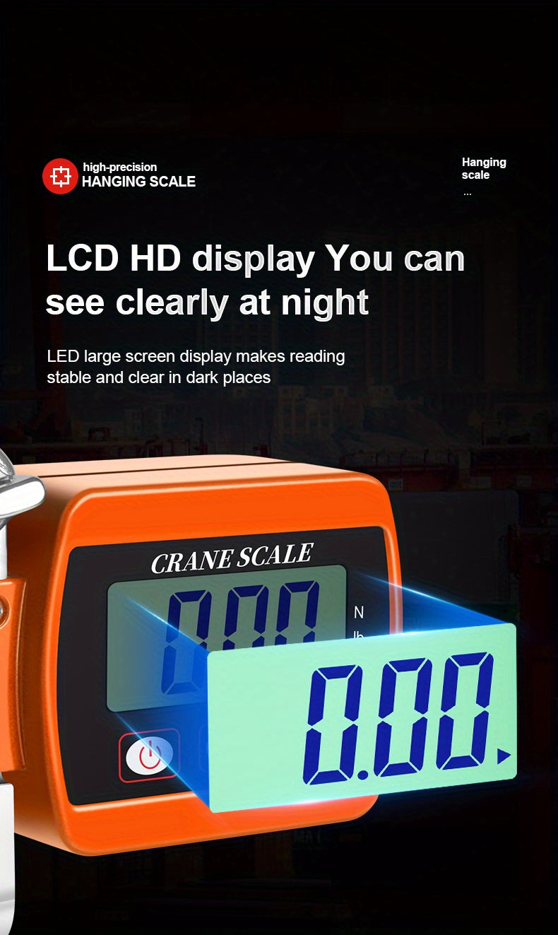 Heavy-Duty 500Kg Portable Crane Scale: Precise, Easy-Read LCD, Battery-Powered, in Blue/Orange/White