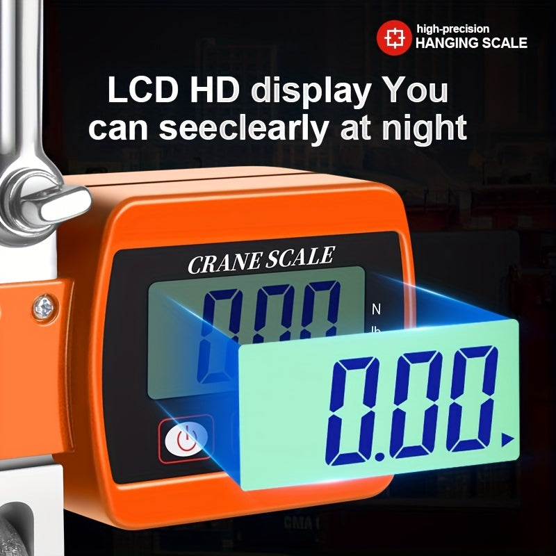 Heavy-Duty 500Kg Portable Crane Scale: Precise, Easy-Read LCD, Battery-Powered, in Blue/Orange/White