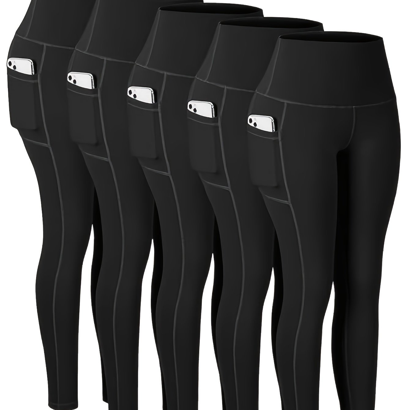 Targeted Five-piece Set of Sports Yoga Pants for Women, High-waisted, Tight, Quick-drying, Compression Pants, High Elasticity, Running, Outerwear, Long Trousers, Leggings