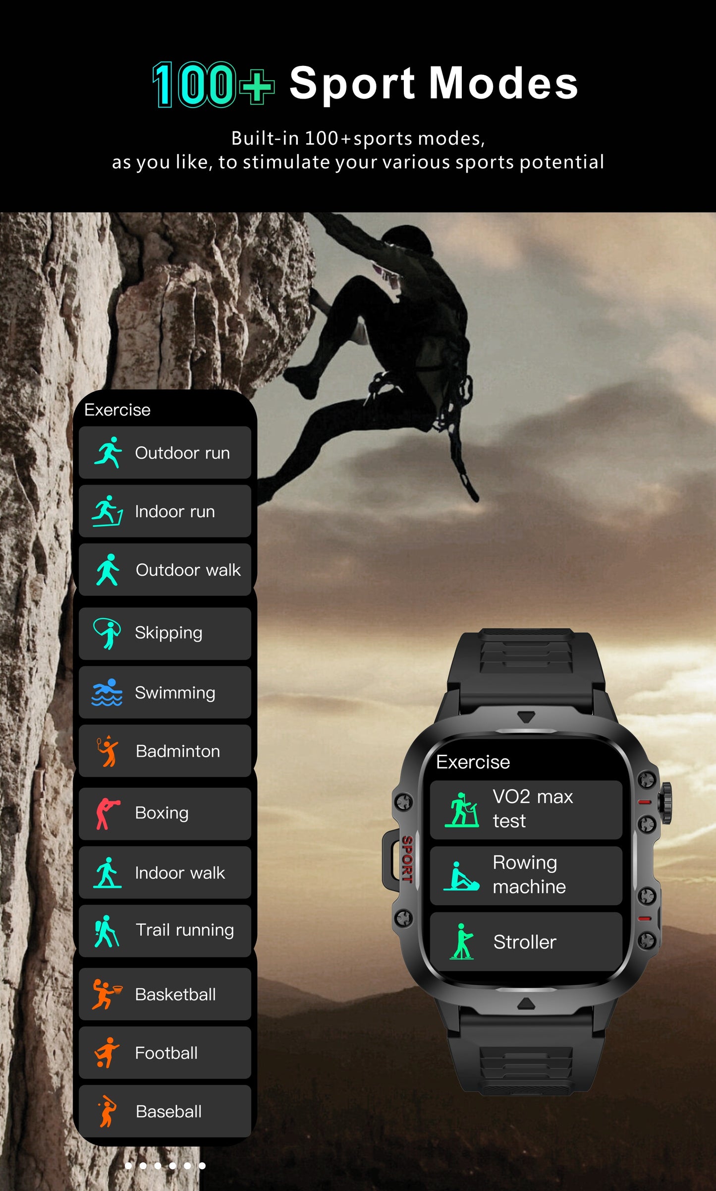 New Rugged Smart Watch Men Wireless Call IP68 Sport Fitness AI Voice Outdoor Smartwatch For Mobile Phones