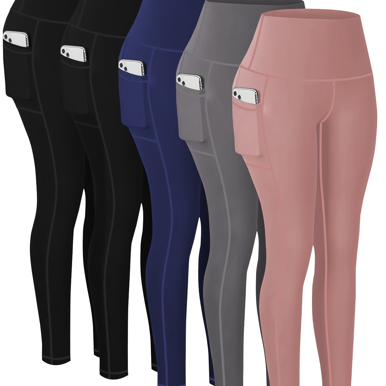 Targeted Five-piece Set of Sports Yoga Pants for Women, High-waisted, Tight, Quick-drying, Compression Pants, High Elasticity, Running, Outerwear, Long Trousers, Leggings