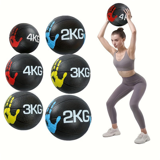 Durable Rubber Weighted Fitness Ball for Core Strength & Balance - Versatile, Ideal for Rehab & Training - Available in Red/Blue/Yellow