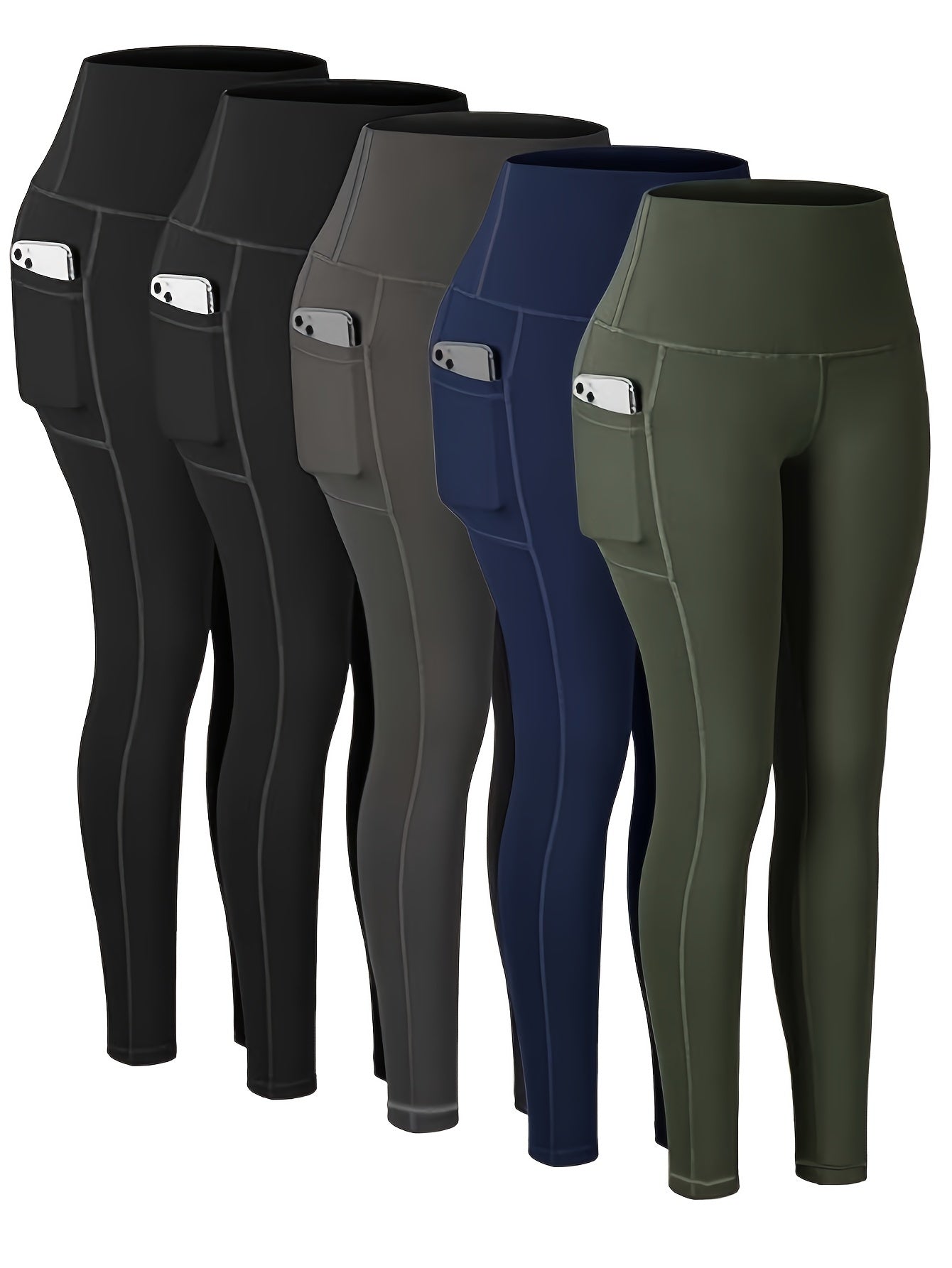Targeted Five-piece Set of Sports Yoga Pants for Women, High-waisted, Tight, Quick-drying, Compression Pants, High Elasticity, Running, Outerwear, Long Trousers, Leggings