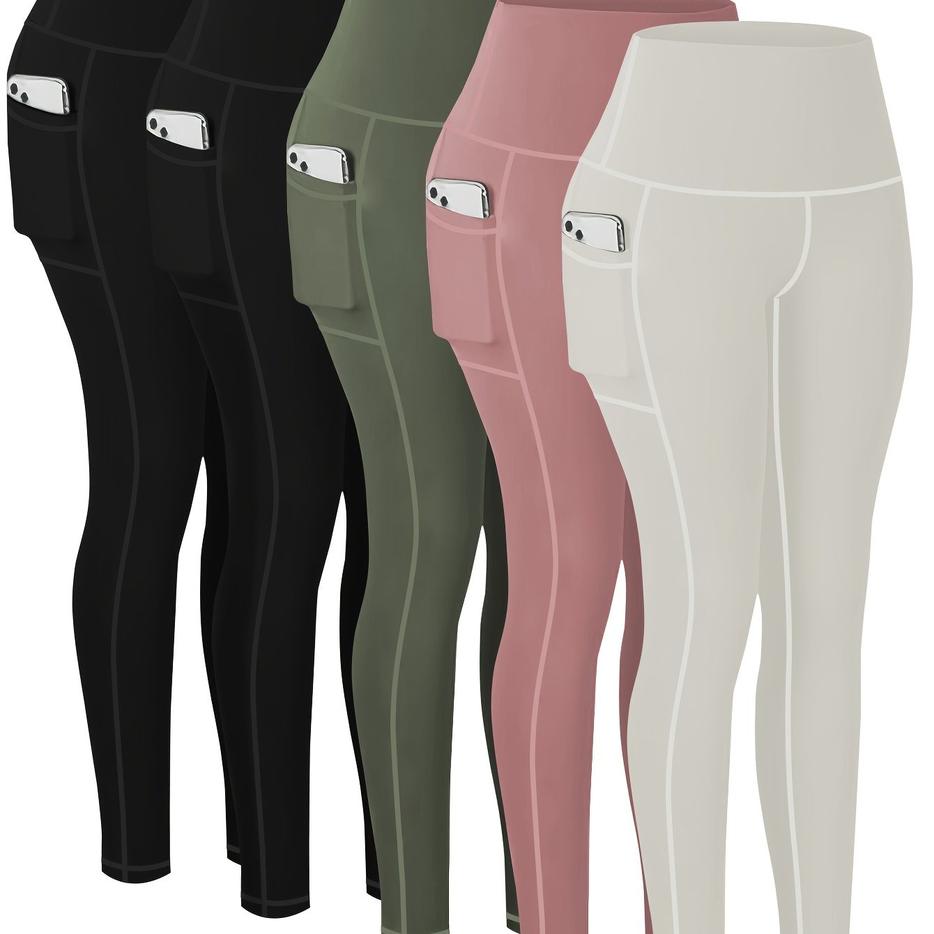 Targeted Five-piece Set of Sports Yoga Pants for Women, High-waisted, Tight, Quick-drying, Compression Pants, High Elasticity, Running, Outerwear, Long Trousers, Leggings