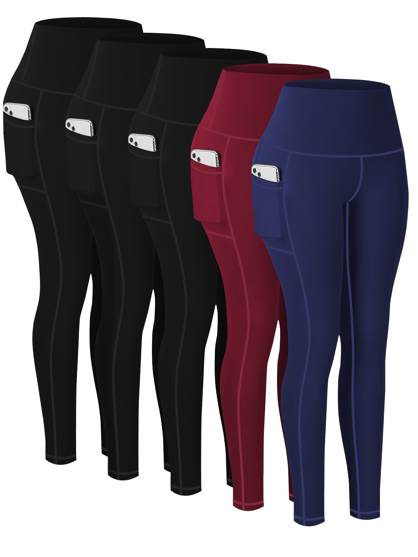 Targeted Five-piece Set of Sports Yoga Pants for Women, High-waisted, Tight, Quick-drying, Compression Pants, High Elasticity, Running, Outerwear, Long Trousers, Leggings