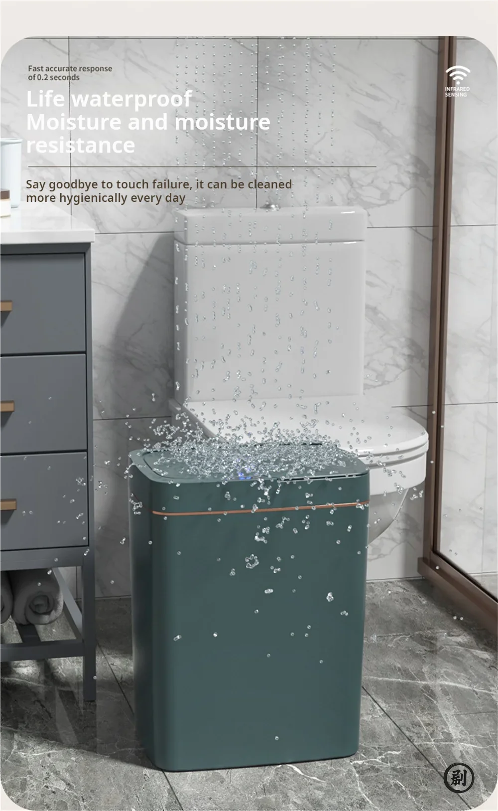 Smart Bathroom Trash Can Automatic Bagging Electronic Trash Can White Touchless Narrow Smart Sensor Garbage Bin Smart Home 15L