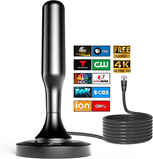 Smart TV Antenna, Digital Indoor HD Antennas with Strong Magnetic Base, Long Range Reception for Local Channels 4K 1080P