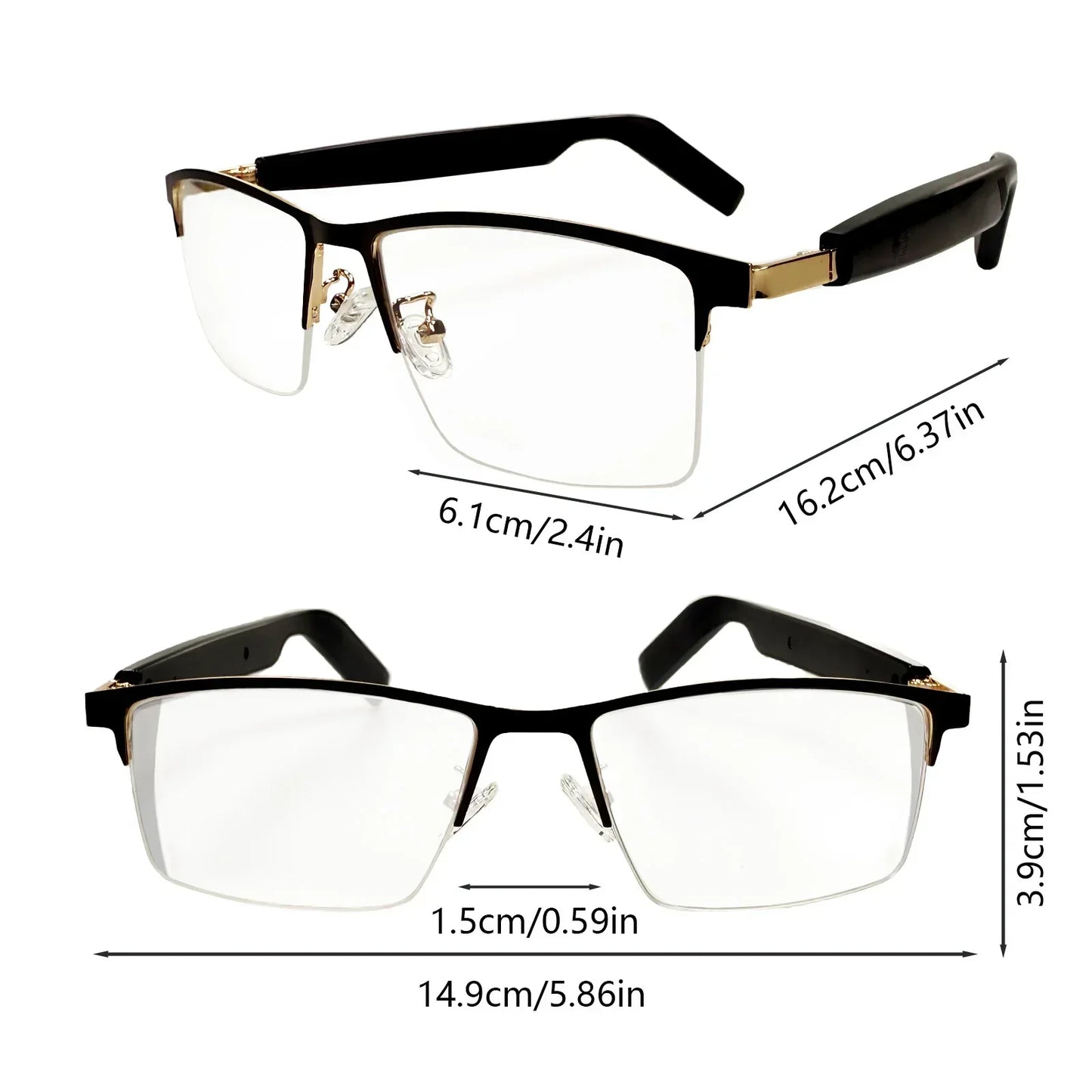 Smart Glasses Touch Control Built-in Microphone, High Resolution Audio, Wireless, Rechargeable Battery Ideal Holiday Gifts