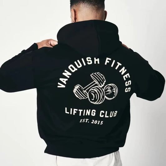 Fitness Training Printed Men's and Women's Cotton Hoodies Without Drawstrings Loose Warm Sweaters Long Sleeves Fleece Pullover