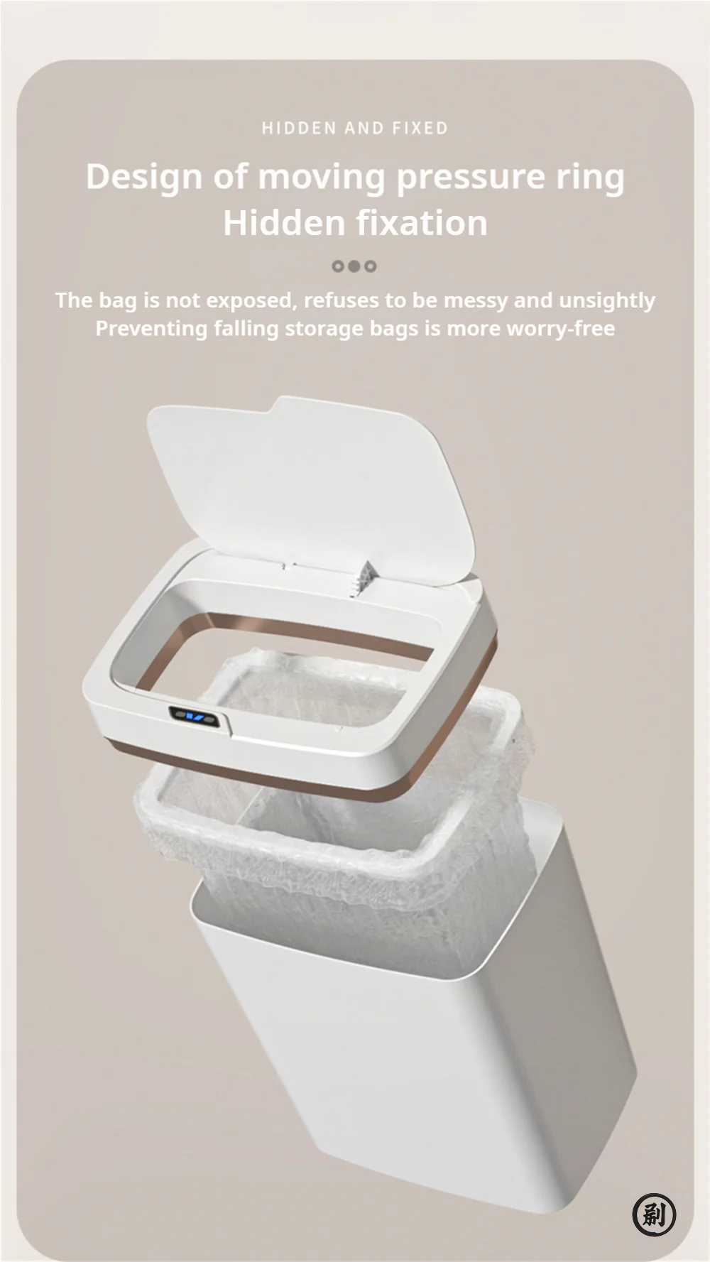 Smart Bathroom Trash Can Automatic Bagging Electronic Trash Can White Touchless Narrow Smart Sensor Garbage Bin Smart Home 15L
