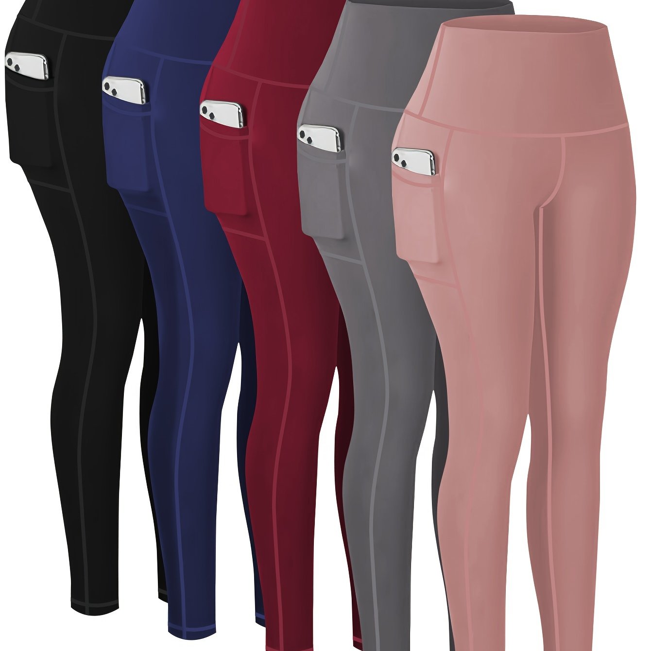 Targeted Five-piece Set of Sports Yoga Pants for Women, High-waisted, Tight, Quick-drying, Compression Pants, High Elasticity, Running, Outerwear, Long Trousers, Leggings