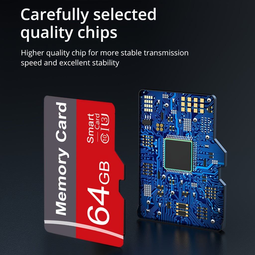 1pc Memory Card 64GB 32GB 16GB With Adapter, High Speed Flash TF Card 8GB 4GB 2GB 1GB, A1 C10 Memory TF Card For Tablet/Camera/Mobile Phone/Laptop/PC/Car Audio/Game Console/Audio -Store Your Files Securely!